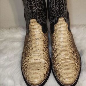 Black and Tan snake skin Cowboy Boots